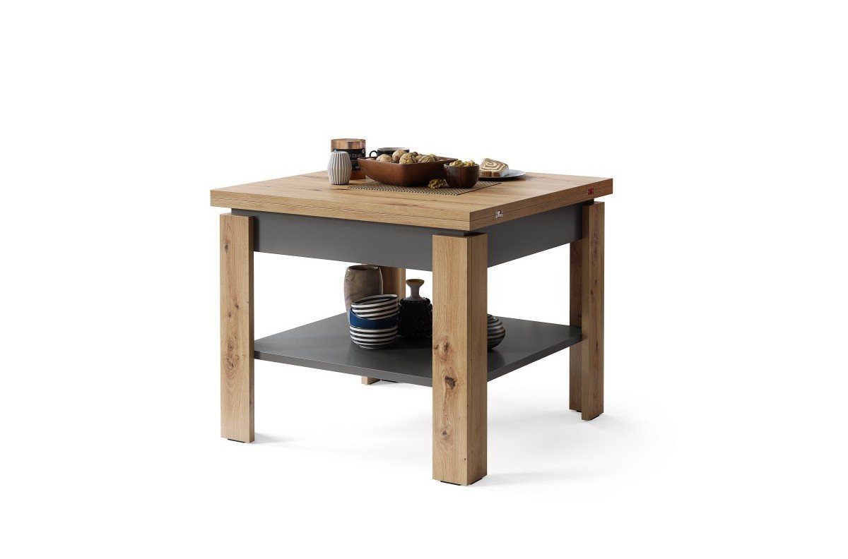 LEO Artisan Oak/Anthracite (dark grey) - COMPACT COFFEE TABLE WITH EXTENDABLE TABLETOP - Image 5