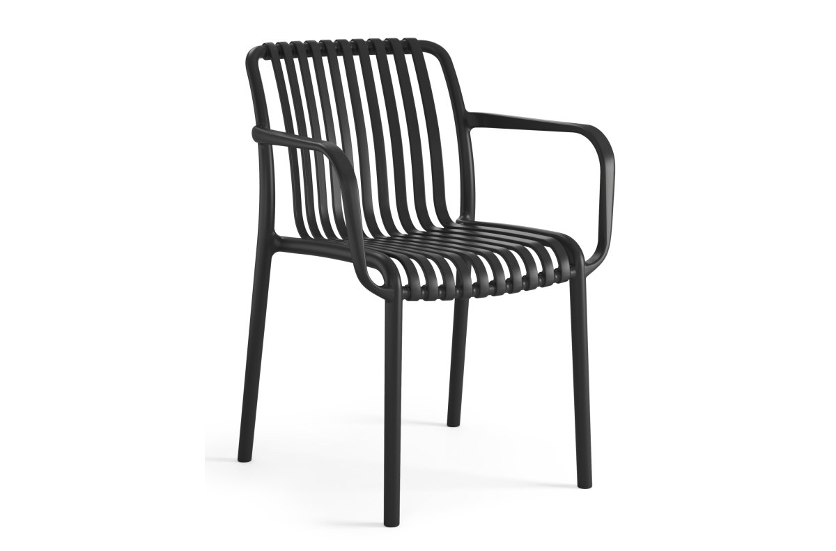 LEONEL Black - MODERN PLASTIC GARDEN CHAIR (for kitchen, cafe, garden) [ASSEMBLED ONCE]