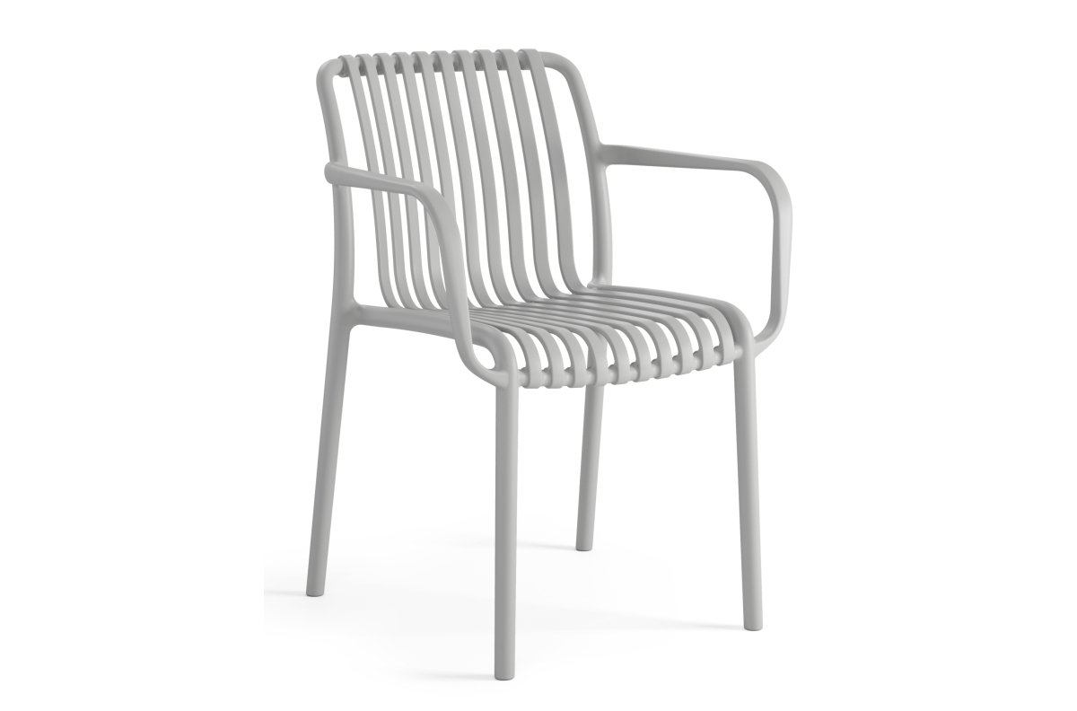 LEONEL light gray - MODERN PLASTIC GARDEN CHAIR (for kitchen, cafe, garden) [ASSEMBLED ONCE]