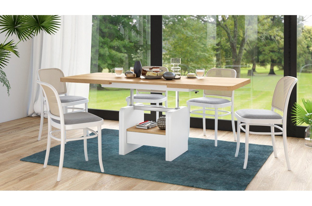 LEXUS Craft Oak Gold/Matte White – MODERN EXTENDABLE LIFT TABLE - Image 7