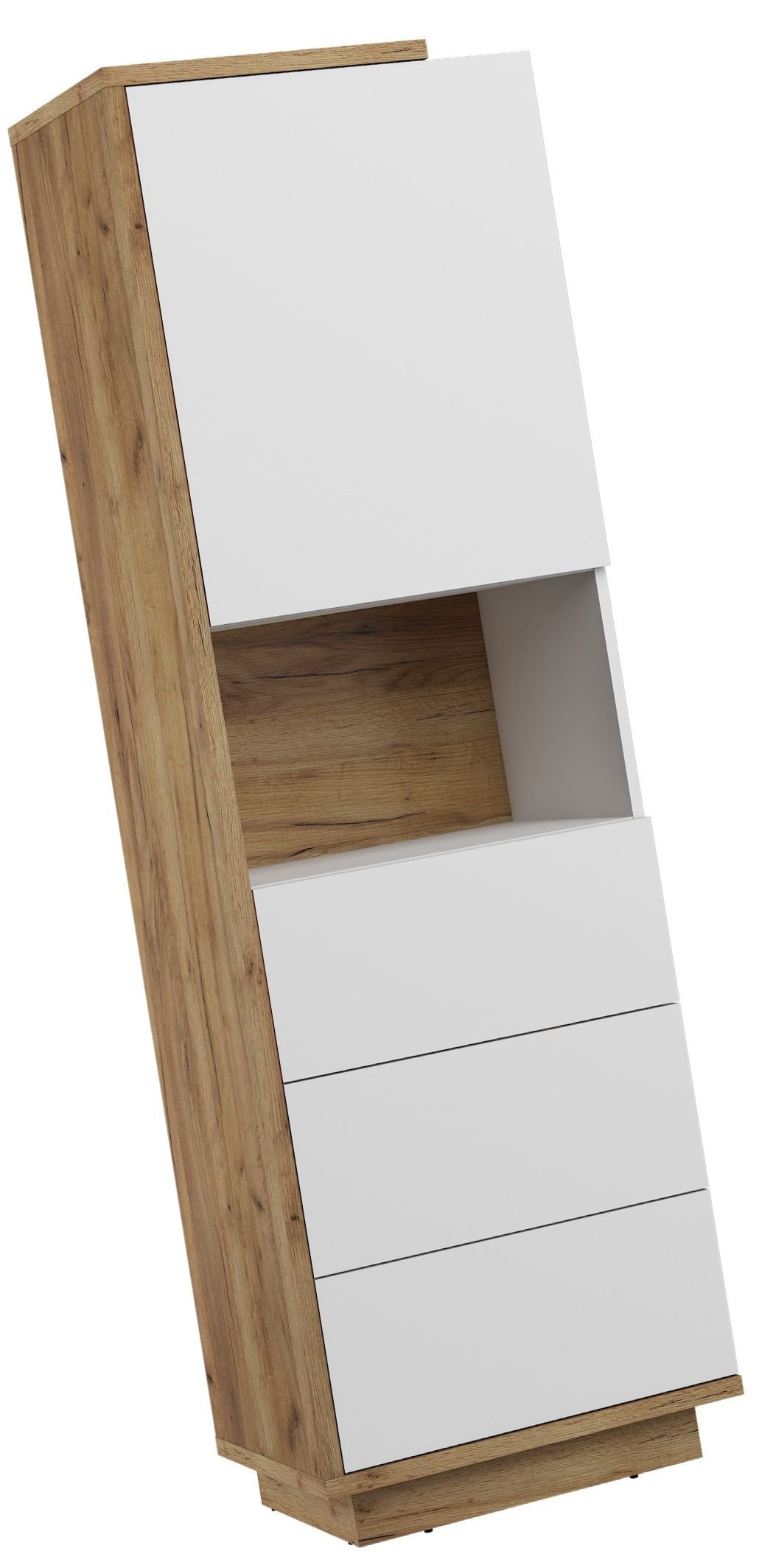 HYBRID 18 furniture, high bookcase with drawers, doors, shelf, golden oak color, whiteHYBRID - Image 4