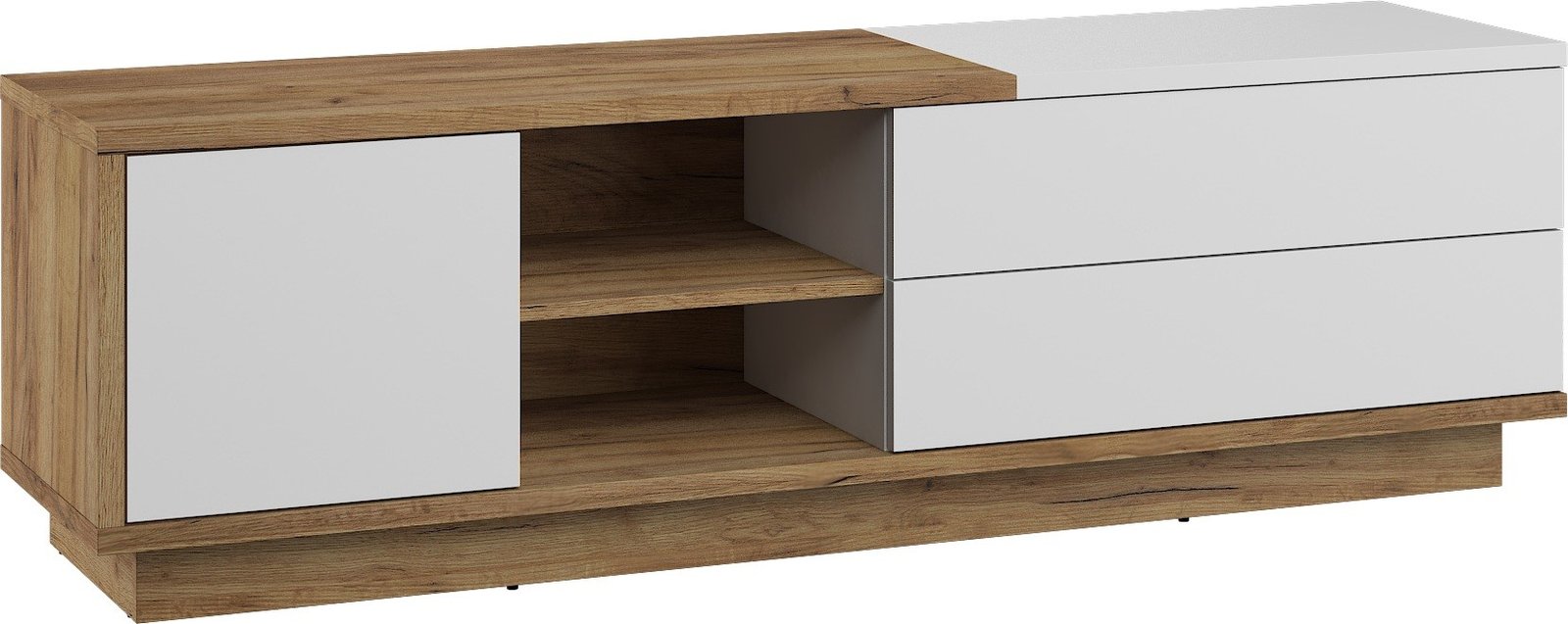 HYBRID 21 furniture chest of drawers, table, TV cabinet with drawers, oak color, gold, whiteHYBRID - Image 2