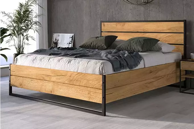 LOFT bedroom bed 160x200 with storage box, made of oak wood - Image 5