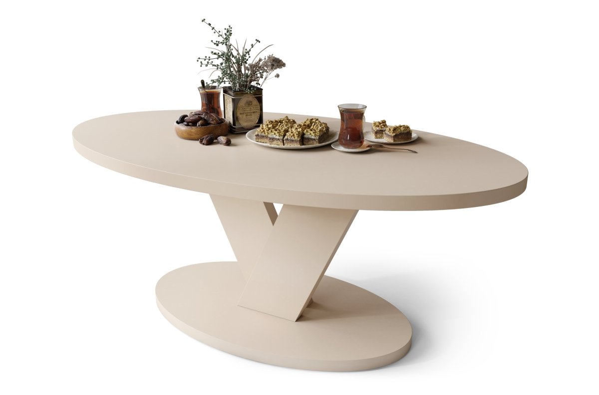 LOVA beige (champagne color) - oval coffee table 110x60 cm modern coffee table