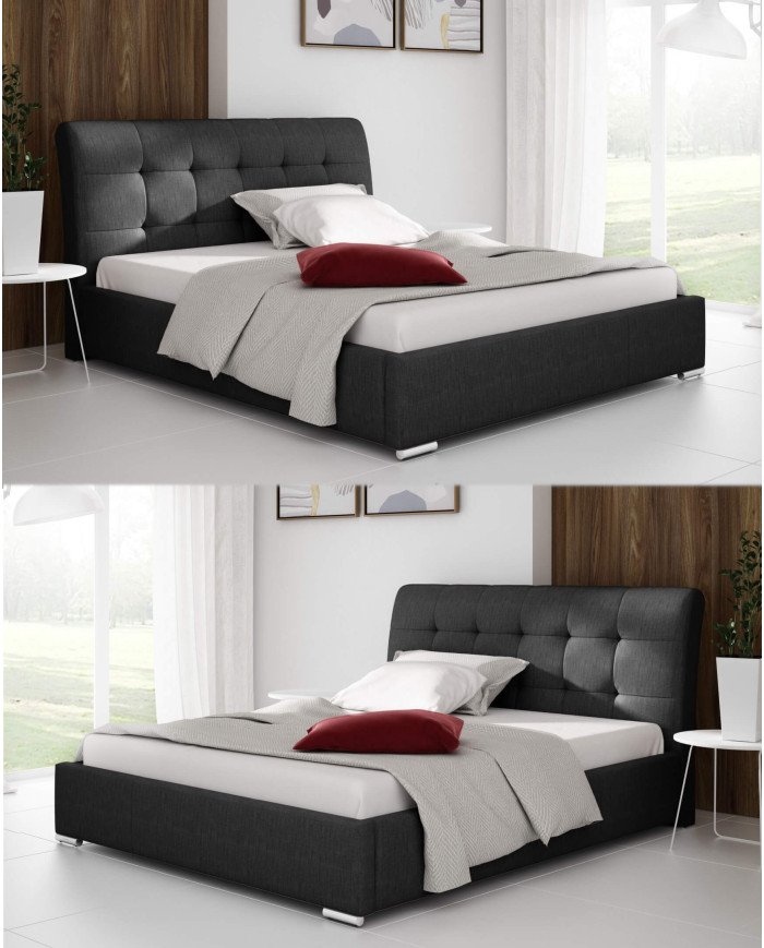 Amber upholstered beds 120x200, lifting lever, frame, container - Image 4