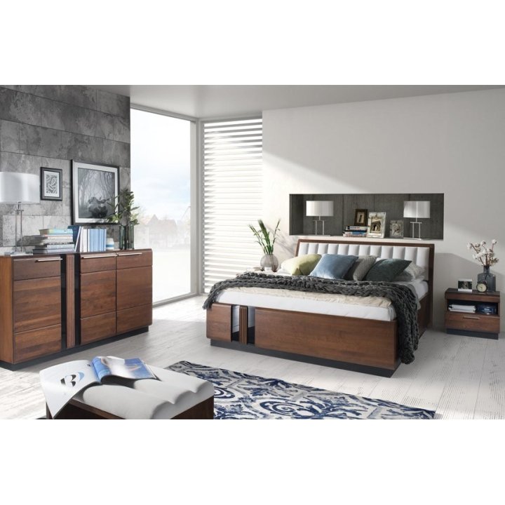Bed 160 cm Porti Type 76 Chocolate Oak Szynaka Furniture - Image 4