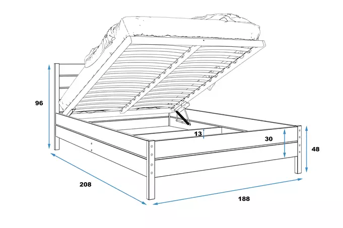 Wooden bed 180x200 - Continental pine with lifting frame - Image 5