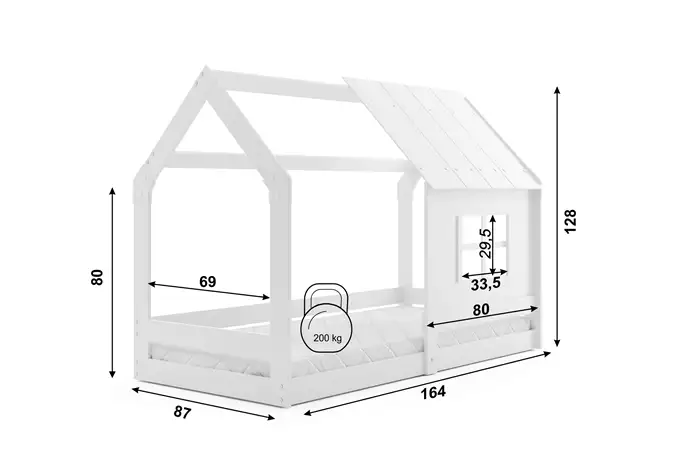 Children's bed with canopy, white, 80x160 - Image 4