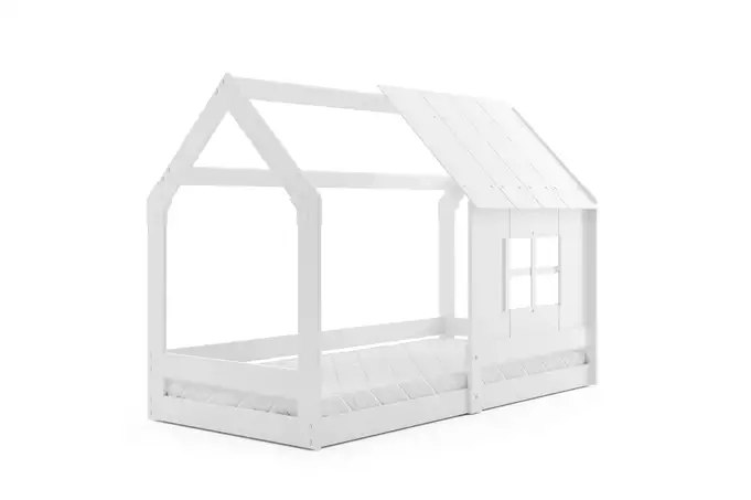 Children's cabin bed with canopy, white, 80x160, with mattress - Image 2