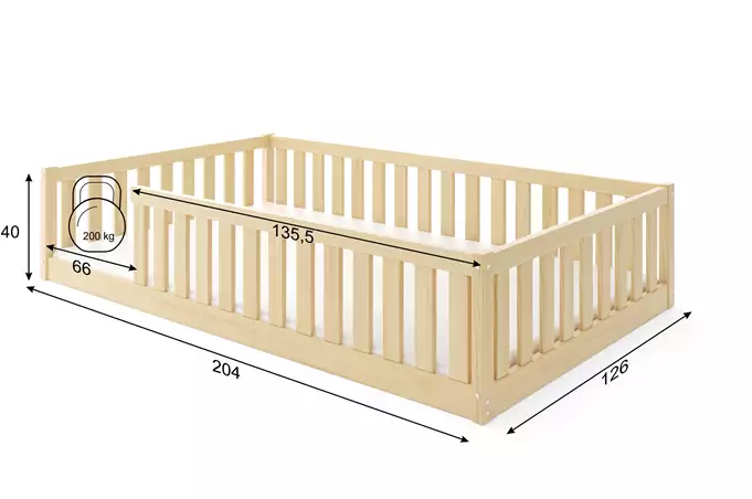 Bella Sima single children's bed 120x200 with mattress, pine - Image 2