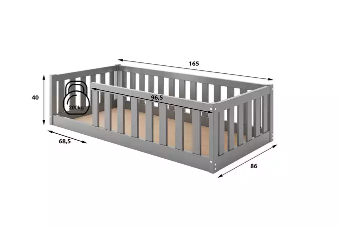 Bella Sima single children's bed 80x160, graphite color - Image 4