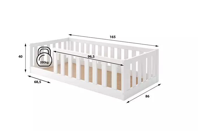 Bella Sima single children's bed 80x160 with mattress, white - Image 4