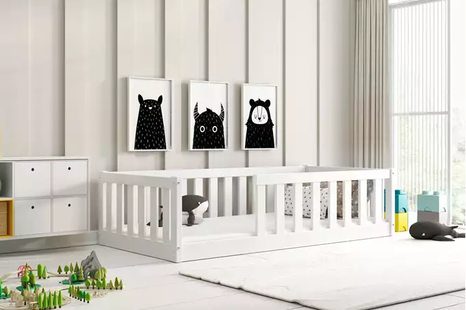 Bella Sima single children's bed 80x160 with mattress, white