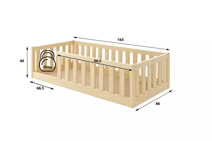 Bella Sima single children's bed 80x160 with mattress, pine - Image 4