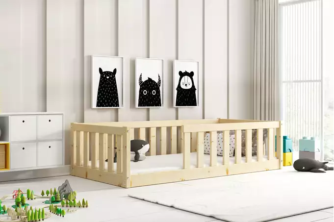 Bella Sima single children's bed 80x160 with mattress, pine
