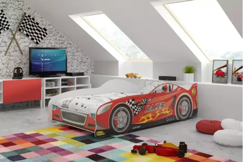 Single children’s bed “Cars” 80×160 with mattress, red