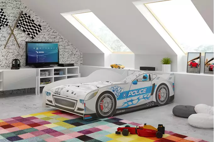 Single children's bed "Cars" 80x160 with mattress, silver