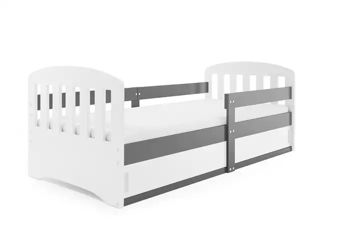 CLASSIC single children's bed 80x160 with mattress and storage box, graphite color - Image 3