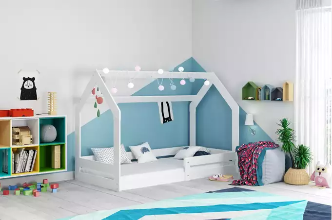 Single children's bed DOMEK 1 80x160 with mattress, white - Image 3