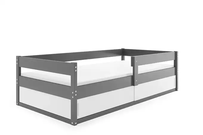 HUGO single children's bed 80x160 with mattress and storage box, graphite color - Image 3