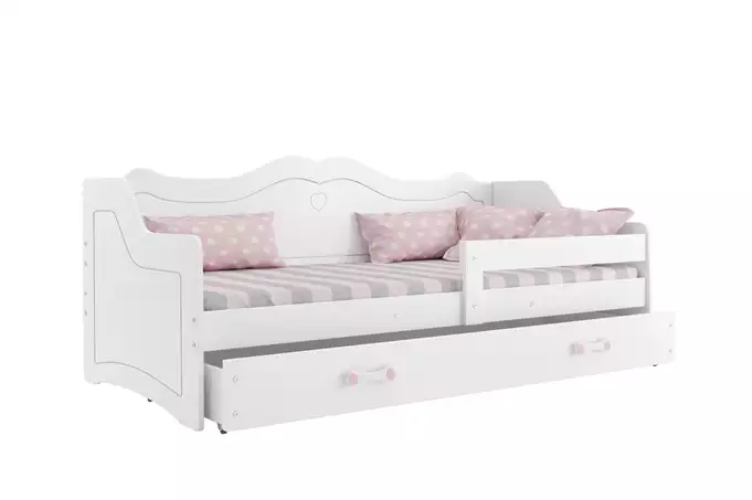 Julia single children's bed 80x160 with mattress and drawer, white - Image 3