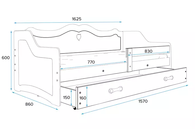 Julia single children's bed 80x160 with mattress and drawer, white - Image 5