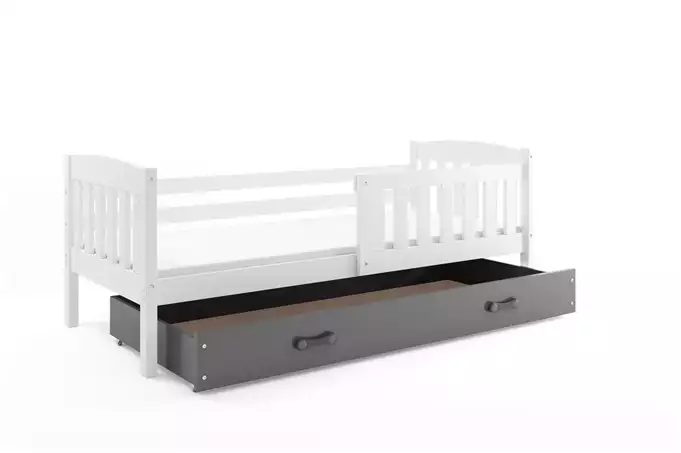 KUBUŚ single children's bed 80x160 with drawer, white/graphite - Image 3