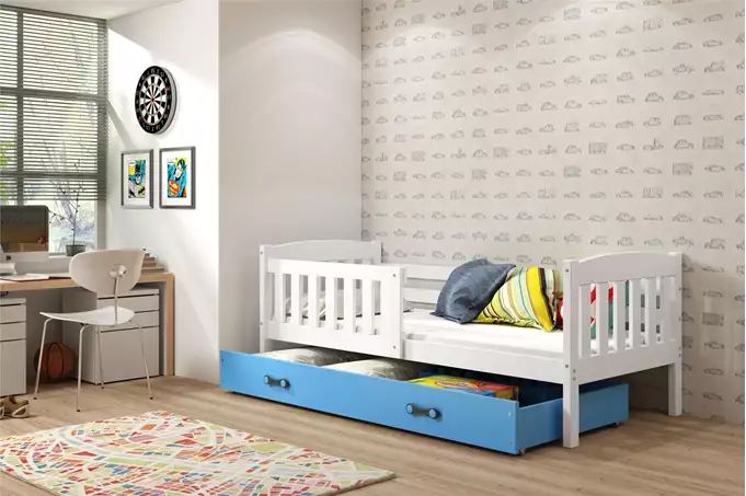 KUBUŚ single children's bed 80x160 with drawer, white/blue - Image 4