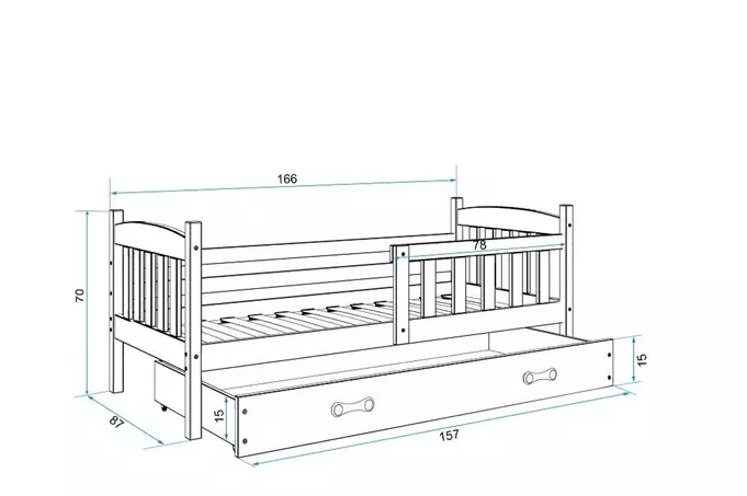 KUBUŚ single children's bed 80x160 with drawer, white/blue - Image 5