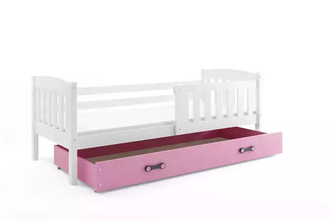KUBUŚ single children's bed 80x160 with drawer, white/pink - Image 3
