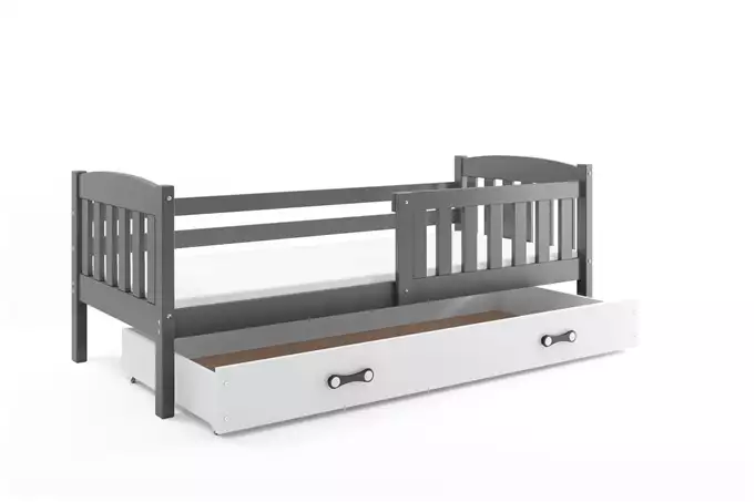 KUBUŚ single children's bed 80x160 with drawer, graphite/white - Image 3