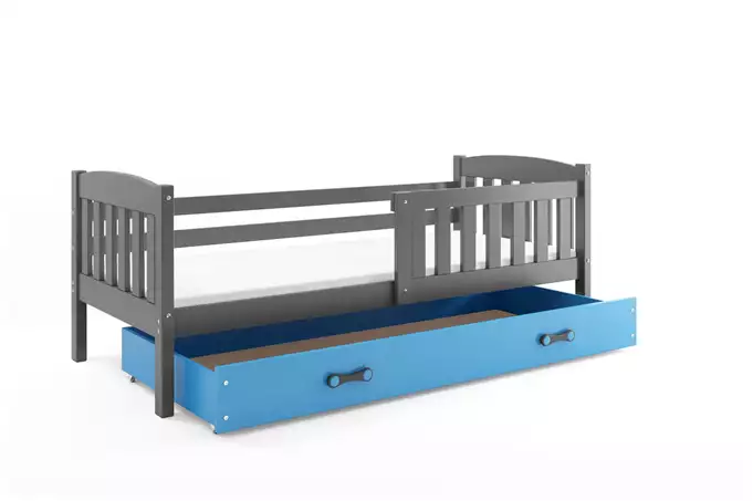 KUBUŚ single children's bed 80x160 with drawer, graphite/blue - Image 3
