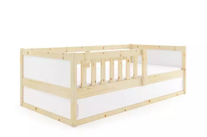 SMART 2 single children's bed 80x160 with storage box, natural wood - Image 2