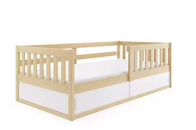 SMART single children's bed 80x160 with mattress and storage box, pine - Image 3