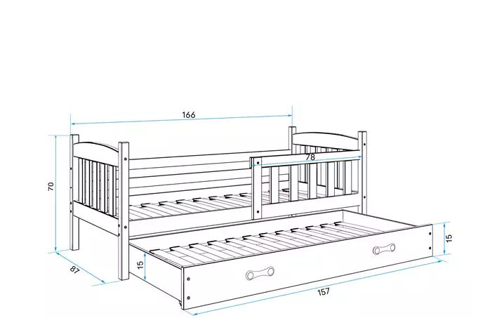 KUBUŚ children's pull-out bed 80x160 with drawer, white/graphite - Image 5