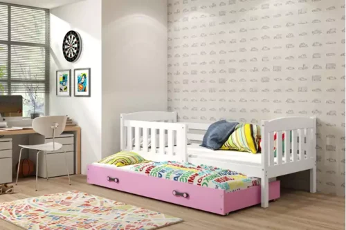 Winnie the Pooh fold-out bed for children 80×160 cm with drawer, white/pink