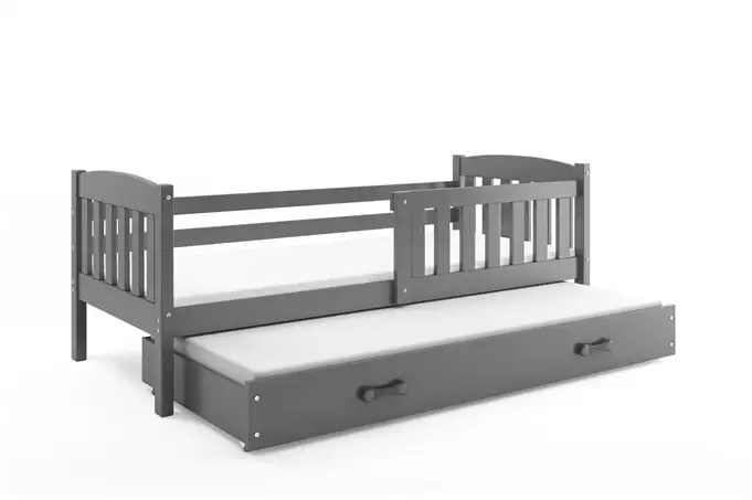 KUBUŚ children's pull-out bed 80x160 with drawer, graphite color - Image 2