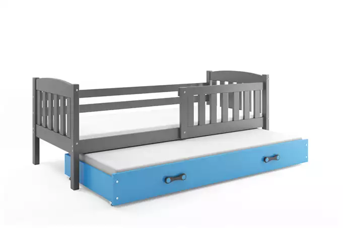 KUBUŚ children's pull-out bed 80x160 with drawer, graphite/blue - Image 2