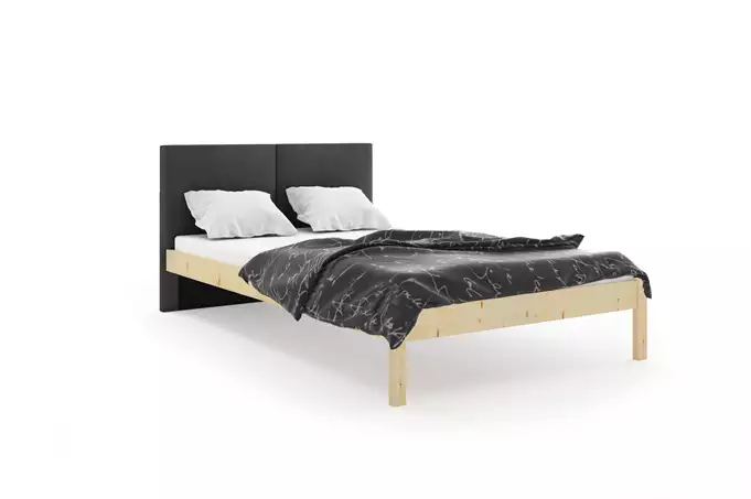 Galaxy 160X200 soft bedroom bed with mattress, natural wood/graphite - Image 2