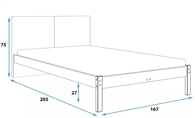 Galaxy 160X200 soft bedroom bed with mattress, natural wood/graphite - Image 5