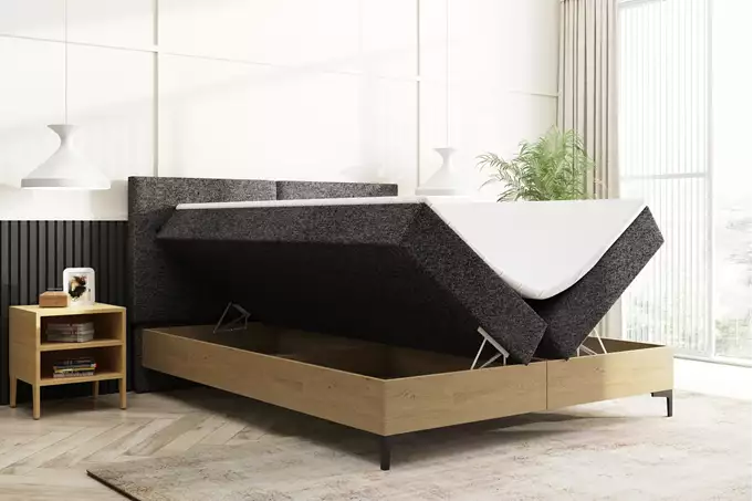 Continental bed 140x200 with storage box and imperial oak mattresses - Image 2