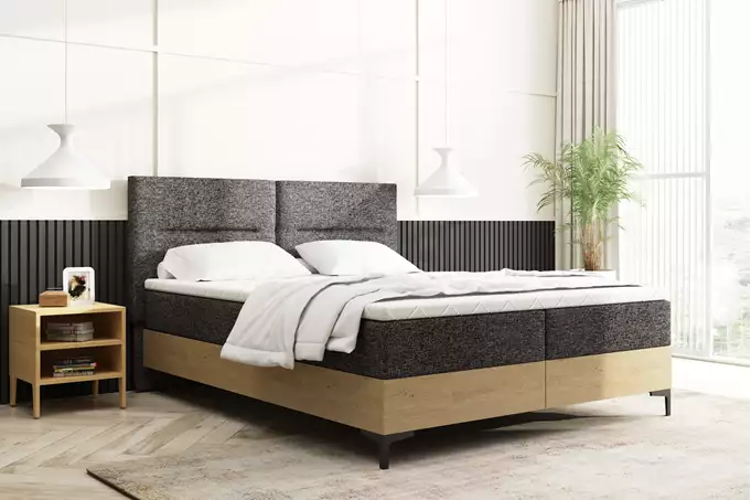 Continental bed 140x200 with storage box and imperial oak mattresses