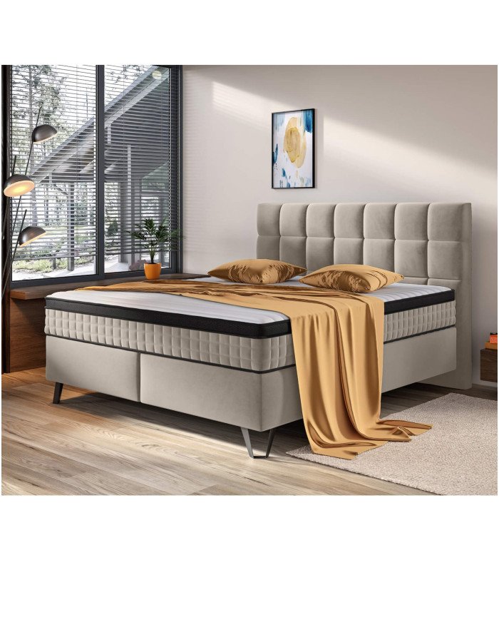 Aleksandra continental bed, 160x200 cm, upholstered, with multi-pockets and pockets Gr1 mattress - Image 3