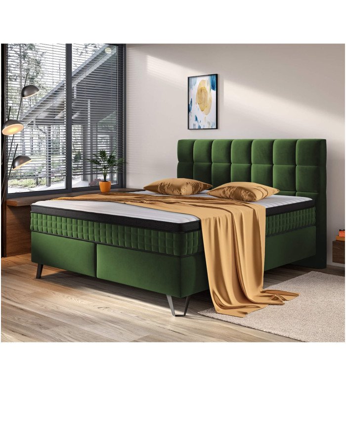 Aleksandra continental bed, 160x200 cm, upholstered, with multi-pockets and pockets Gr1 mattress - Image 5
