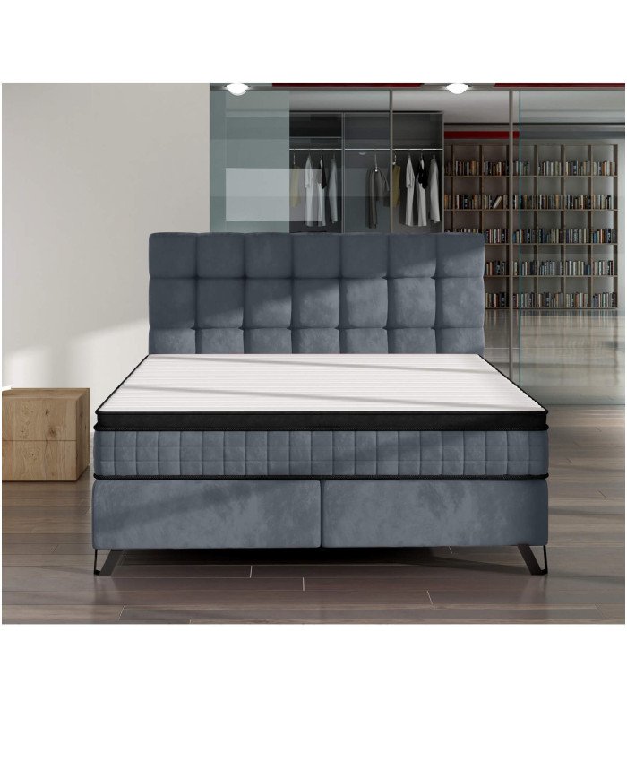 Aleksandra continental bed, 180x200 cm, upholstered, with multi-pockets and pocket mattress - Image 2