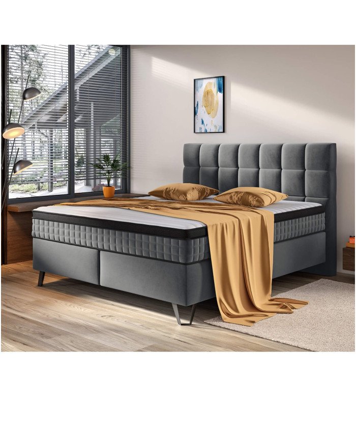 Aleksandra continental bed, 180x200 cm, upholstered, with multi-pockets and pocket mattress - Image 6