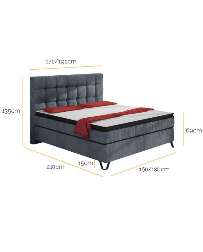 Aleksandra continental bed, 180x200 cm, upholstered, with multi-pockets and pocket mattress - Image 7