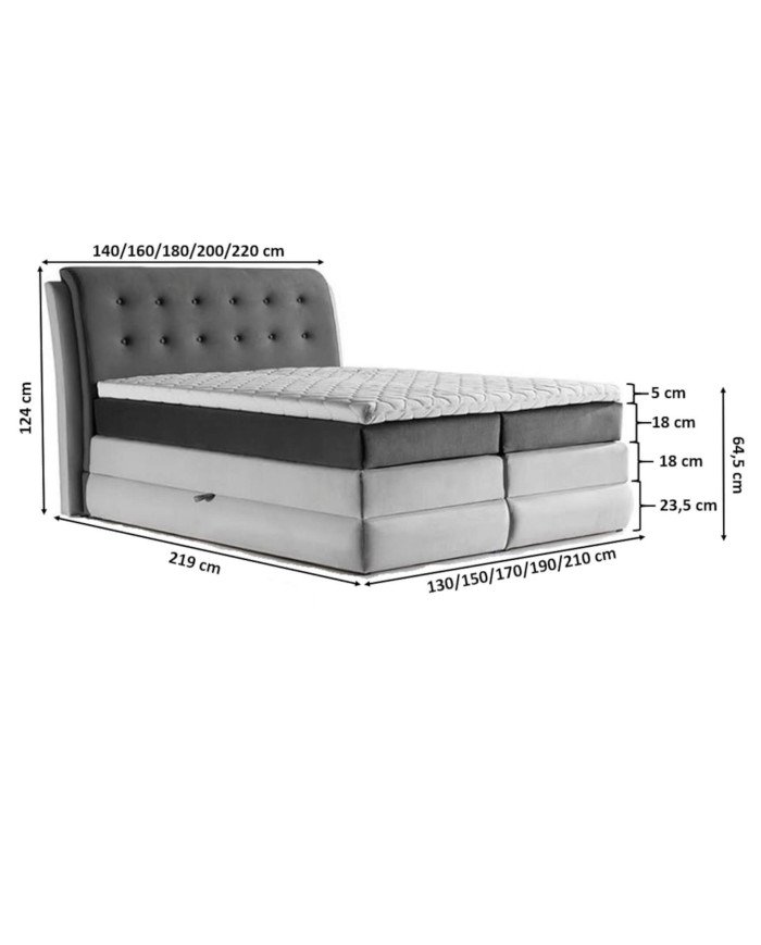Arte continental bed 140x200, upholstered, mattresses, mattress with cover, container - Image 5