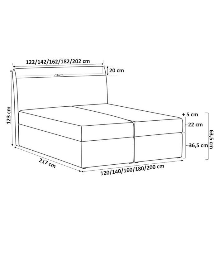Aspen continental bed 140x200, upholstered, mattress, mattress cover, container - Image 5