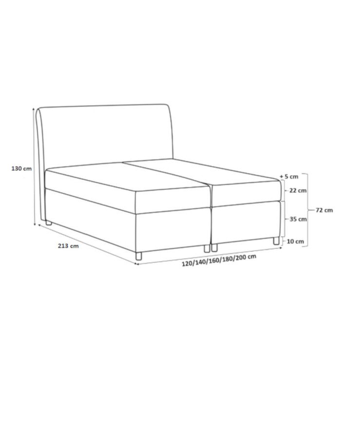 Asti continental bed 180x200, upholstered, mattress, mattress cover, container - Image 5